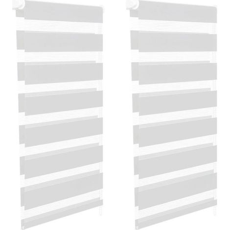 Set of 2 white zebra-striped day and night roller blinds, 55cm wide x 170cm max height