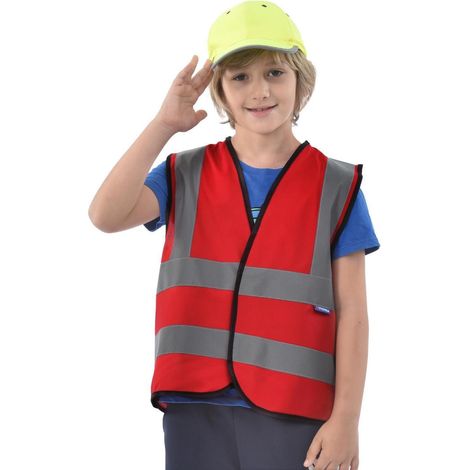 Gilet de sécurité enfant haute visibilité rouge 10-14 ans (1/5)