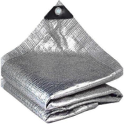 Toile d'ombrage réfléchissante en aluminium (99 %) avec œillets, filet de protection solaire, 1 m x 2 m