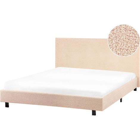 Lit à Eau Double Moderne avec Matelas 140 x 200 cm en Tissu Bouclé Beige Albi (1/5)
