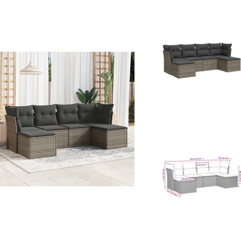 Salon de jardin 6 pcs avec coussins gris résine tressée - Salon De Jardin - Canapé Extérieur - Ensemble Salon De Jardin - Meuble De Jardin - Mobilier De Jardin