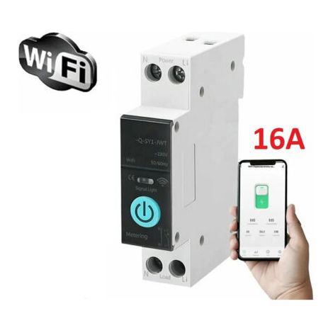 Commutateur WiFi 16A – Contrôle smartphone – 3 modes de synchronisation – Cuivre ignifuge PA66 – Tension 230V CA – Rail DIN 35mm (1/5)