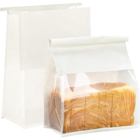 30 Stück Kraftpapier-Brottüten mit Sichtfenster 22 x 28 11 cm Bäckereitüten für Toastbrot selbstgebackenes Brot mit Verschluss ölbeständig für zu weiß (1/5)