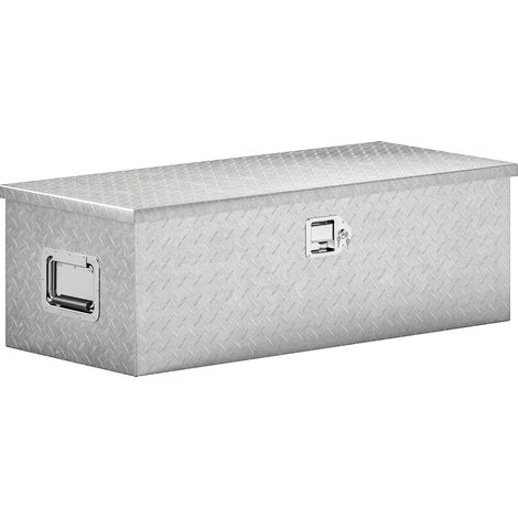Cassetta degli Attrezzi da 43L in Alluminio con Serratura, 2 Chiavi e Maniglia Laterale, 76.2x33x24.4 cm, Argento