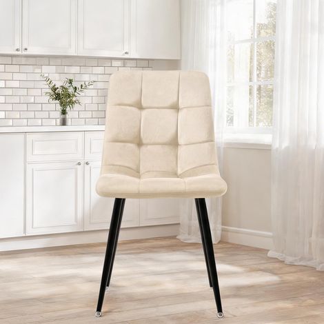 Ensemble table et 4 chaises de cuisine en MDF noyer et métal noir (1/5)