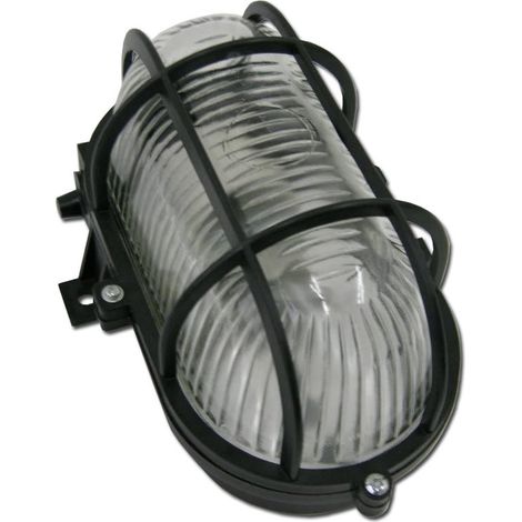 Stromlampe ovale Wandleuchte 60W E-27 schwarze Box 14025