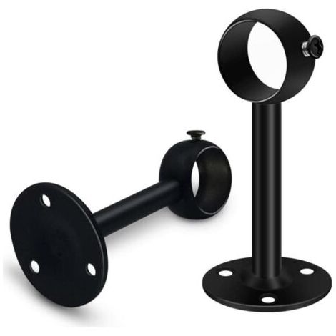 Jeu de 2 supports de tringle à rideau noirs robustes pour tringle de plafond, supports de tringle à rideau en acier inoxydable de 25 mm, supports de tringle à rideau pour penderie, penderie (1/4)