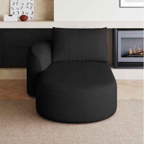 Sofá cama esquinero izquierdo, sin montaje, tejido negro (1/5)