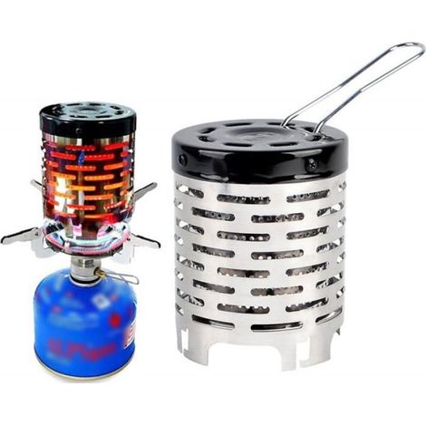 Mini chauffage de camping réchauffe de tente en acier inoxydable léger avec poignée pour randonnée de camping chauffage à gaz (1/5)