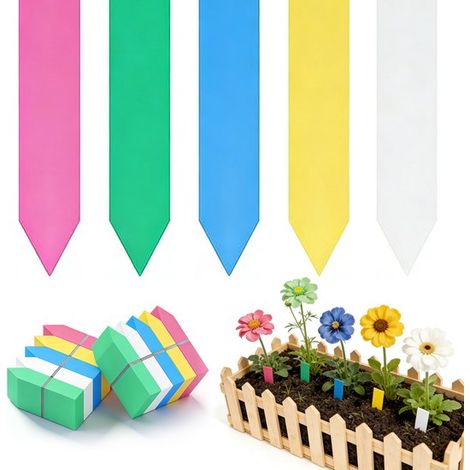 Confezione da 500 etichette per piante in plastica multicolore – 10 x 2 cm – Etichette impermeabili per talee/piante in vaso – 5 colori diversi – per seminare, piantare e coltivare erbe aromatiche (1/5)