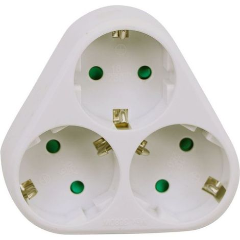 3 Ways Adapter With Earthing Contact 10/16A 250V(Label+Polybag With Hedcard) White (1/5)