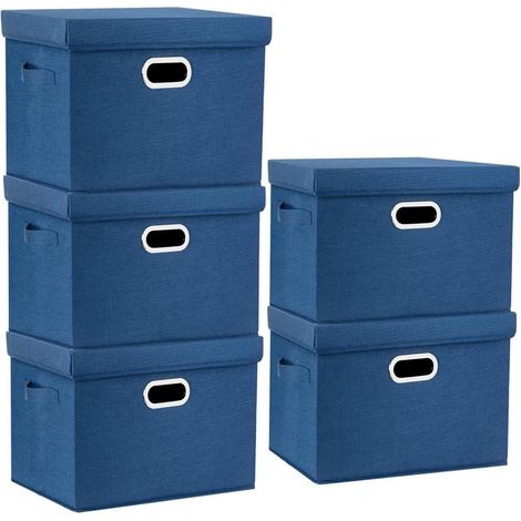 Aufbewahrungsbox Deckel Stoff 44x30x29 cm 5-Stück Klassisch Blau (1/5)