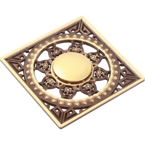 Grille de sol antique anti-insectes et anti-odeurs en cuivre massif 10x10cm pour toilettes d'hôtel. (1/5)