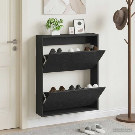 vidaXL Wall-Mounted Shoe Cabinet DELFT 71 x 17 x 86 cm Engineered Wood (1/5)
