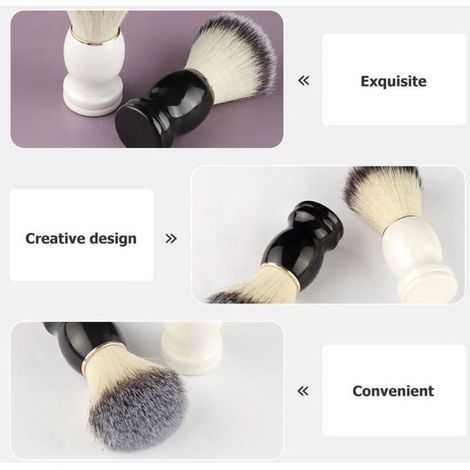 Lot de 2 brosses à barbe pour homme, rasoir manuel pour salon de coiffure, professionnel, polyvalent, en fibre de laine (1/4)