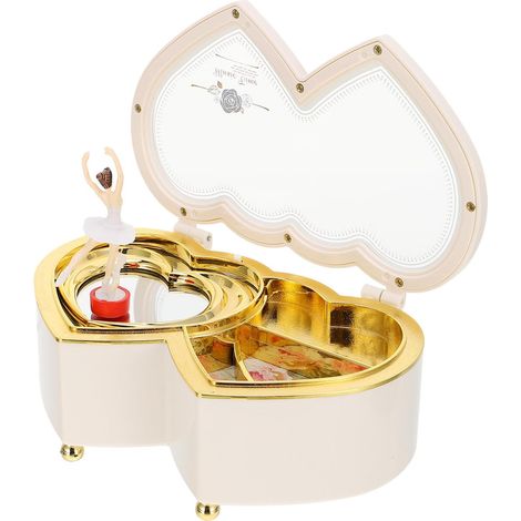 Rotating Double Heart Music Box for Desk, Girl's Gift (1/5)