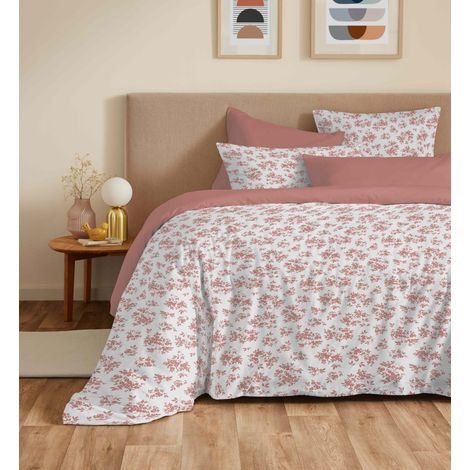 Pack complet housse de couette réversible "Vanessa" 6 pièces pour lit 160 x 200 Eloise Abricot