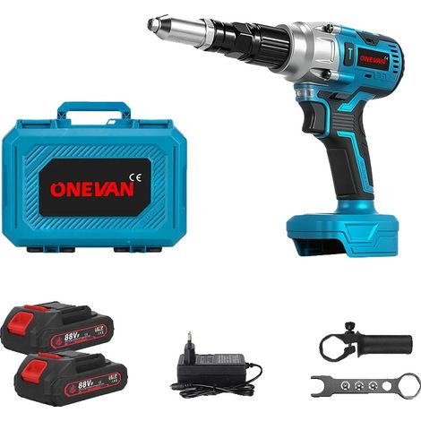 Remachadora inalámbrica, luz LED integrada, 2 baterías, 1 cargador europeo. (1/2)