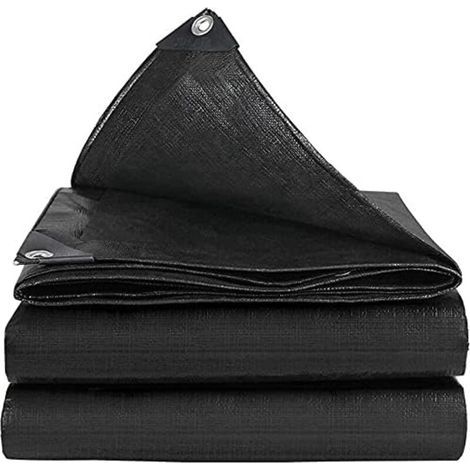 Bâche robuste - Épaisse, durable, imperméable avec œillets - Convient pour la maison, le bateau, la voiture et le camping - Noire - 3 x 4 m (1/5)