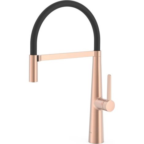 Mitigeur cuisine à bec flexible Or Rose Mat 24K - TRES 23048702OPM