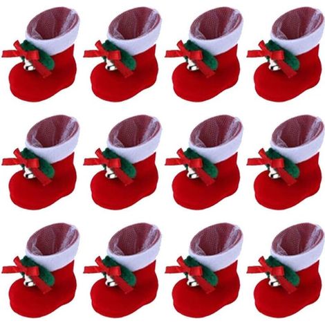 12 Chaussette Noel, PVC, 5,5x9x10 cm, Botte Noel, Cadeau, Décoration (1/5)