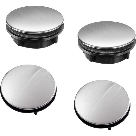 Lot de 4 Cache-trou, Acier inoxydable, Diamètre 45 mm, Résistant à la corrosion, Pour évier de cuisine