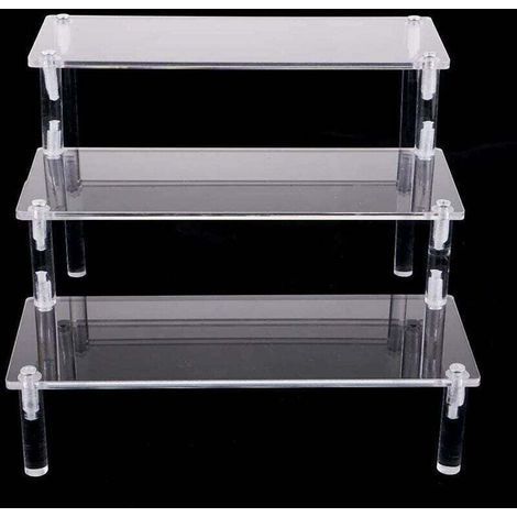 pair Présentoir Acrylique Transparent, 3 Niveaux Étagère à Escalier Transparents, Collection Support de Présentation en Acrylique, pour Présentation de Figurine, Vernis à Ongles, Cosmétiques (1/3)
