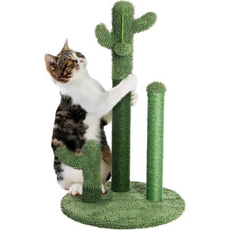 Arbre à Chat Cactus - griffoir en sisal Naturel avec Balle pour Tous Les âges, Chats d'intérieur et d'extérieur, Chatons et Adultes (59 cm Hauter) (1/5)