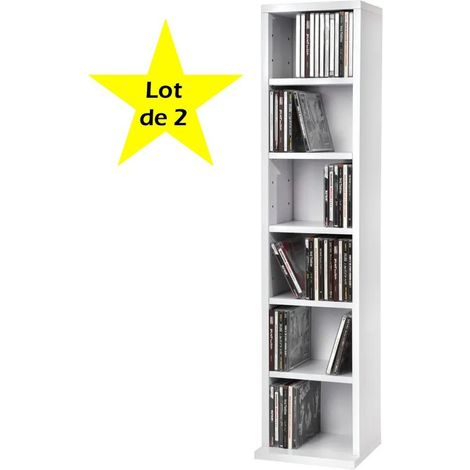 Lot de 2 Étagères murales Bibliothèques 90 cm de hauteur. 6 compartiments Blanc (1/3)