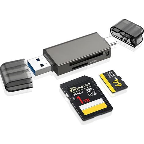 Lecteur de carte SD 2-en-2 Lightning + USB-C pour iPhone (blanc) - Lecteur de carte SD (1/5)