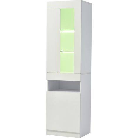 Vitrine blanche avec éclairage LED, rangement et finition brillante 50x40x180 cm (1/5)
