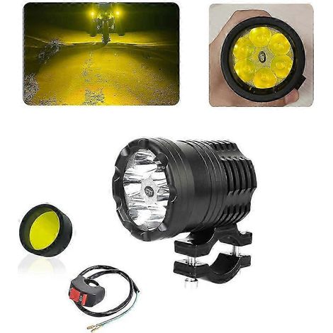 Phares LED additionnels pour moto, feux de brouillard, feux de route/croisement/stroboscope, projecteurs avant auxiliaires, feux clignotants ronds longue portée (1/4)
