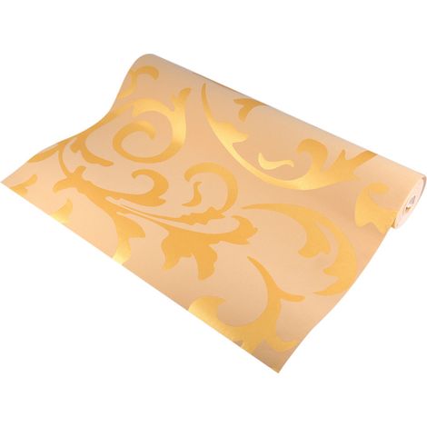 Vliestapeten-Wandbild, Barockdesign, Damastornament, Gold, 3D-Optik (1/5)