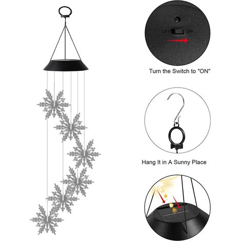 Carillon éolien solaire décoratif pour jardin extérieur, cadeau de décoration lumineuse solaire pour l'extérieur, cadeau de carillon éolien décoratif-AquaForge (1/3)
