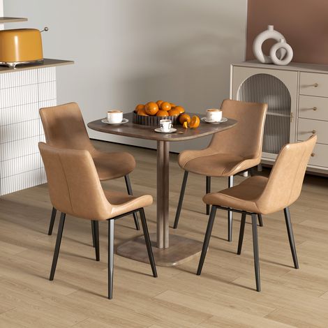 Mobilier Table à manger pour 4 personne de cuisine carrée style moderne avec plateau aspect bois 70 x cm - marron