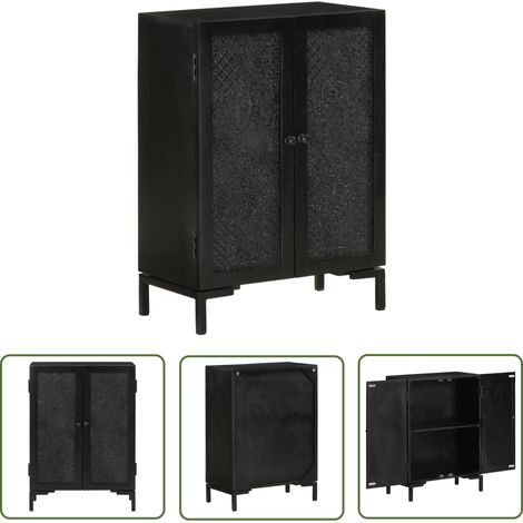 vidaXL Sideboard Schwarz 55x30x77 cm Massivholz Mango und Eisen (1/5)