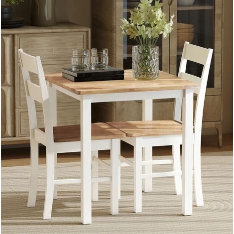 Chaises de salle à manger 40/50,5/88,5 cm chêne et blanc, lot de 2, en hévéa (1/5)
