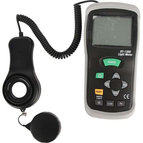 Luxmètre numérique portable DT‑1308, photomètre multifonction pour mesure d'éclairement extérieur, capteur de luminosité manuel. (1/5)