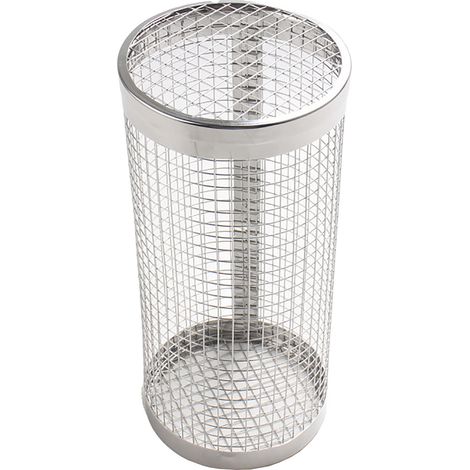 Panier de cuisson rond en acier inoxydable pour grillades extérieures - idéal pour poissons, crevettes, viandes, légumes et frites - grand modèle 30,5x9,4 cm (1/5)