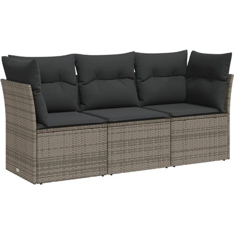 Maison Exclusive - 3-tlg. Garten-Sofagarnitur mit Kissen Grau Pol