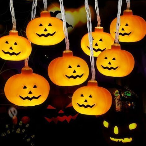 Kürbis-Lichterkette, 3 m, 20 LEDs, Kürbis-Dekor-Lichterkette, leuchtende Lichterkette, für DIY Halloween/Weihnachtsparty (1/5)