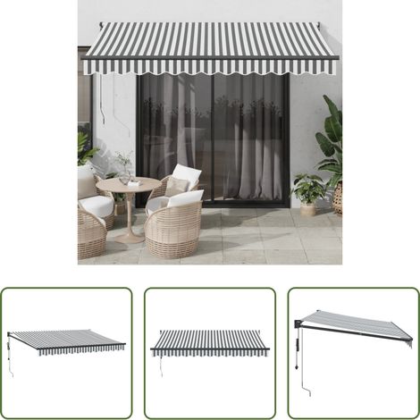 Auvent de jardin - Auvent rétractable anthracite et blanc 3,5x2,5m tissu/aluminium (1/5)