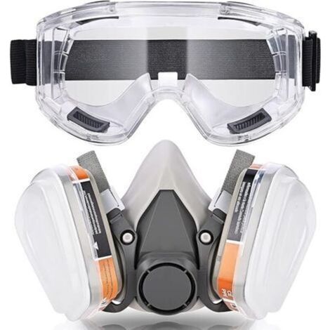 Masque de protection respiratoire réutilisable, anti-virus, anti-poussière, avec lunettes filtrantes, adapté à la peinture, aux granulés, au polissage, au meulage, au soudage, à la protection des trav