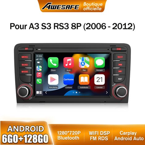 AWESAFE 4G Autoradio Android 13 pour Audi A3 8P/S3/RS3/Sportback 6Go+128Go avec 7'' Écran Tactile Carplay Android Auto GPS WiFi FM (1/5)
