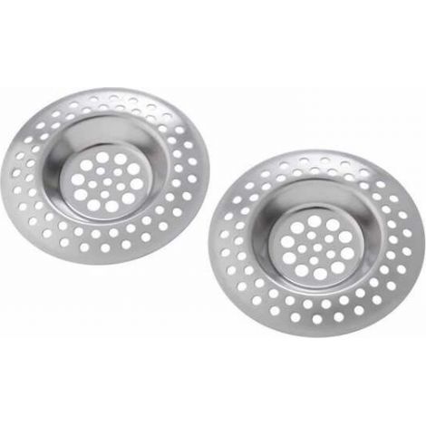 Set mit 2 Edelstahl-Spülbeckengittern, runden Bodenablaufabdeckungen für Badezimmer und Küche (1/3)