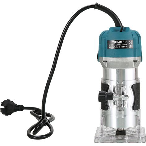 Affleureuse électrique filaire 1500W – Pour bois dur – Vitesse 30000 tr/min – Diamètre de pince 6,35 mm – Base transparente