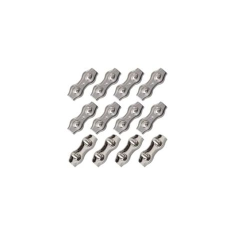 12 Doppelkabelklemmen aus Edelstahl, Doppelkabelklemmen, Edelstahl-Kabelverbinder, Doppelkabelklemme, M2-Kabelklemme für 1,5-mm-Metallkabel, Silber (1/5)