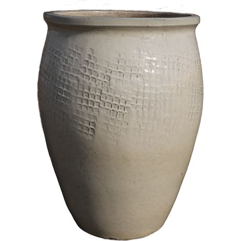 Pot grande taille d'extérieur POSEIDON 50x68cm crème, fait main en terre cuite émaillée, résistant au gel (1/6)