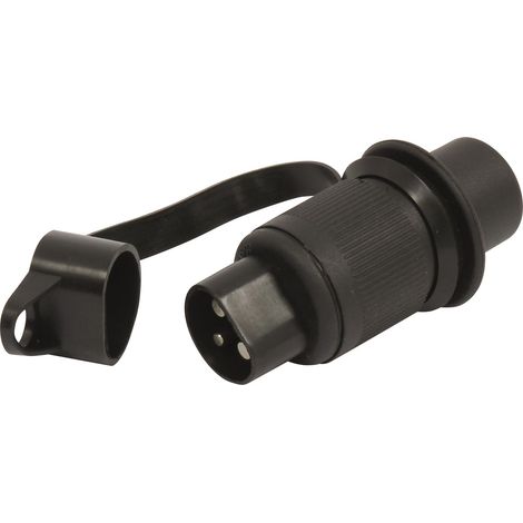 Topcar – Prise 3 plots mâle ABS 16446 – Dimensions 40mm x 40mm – Capuchon de protection – Accessoire pour remorque