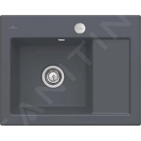 Villeroy & Boch Subway 45 - Évier en céramique 65x51 cm, avec commande excentrique, CeramicPlus, Graphite 331202i4 (1/3)